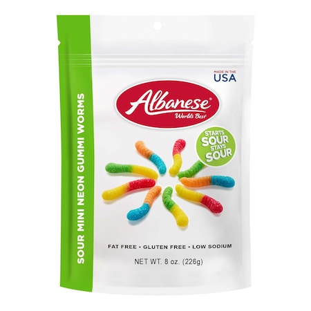 Albanese Worlds Best Albanese World's Best Mini Neon Sour Gummi Worms 8 oz. Bag, PK6 53384